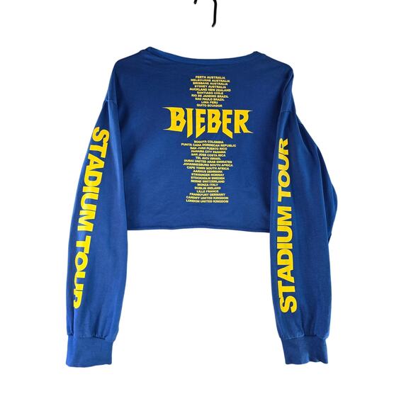 Justin Bieber Stadium Purpose World Tour 2027 Blue Women's Crop Top Size M - Picture 2 of 11